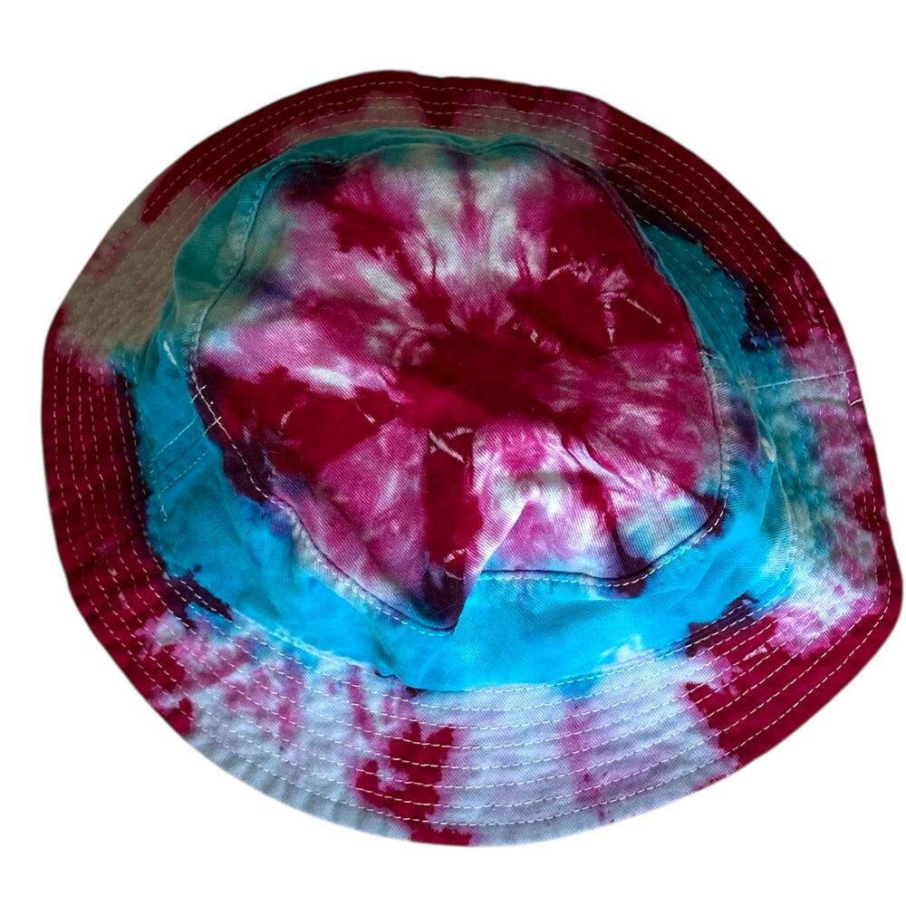 Unisex Bucket Hat One Size Handmade Tie Dye Hat Pink Blue Fisherman Style NEW